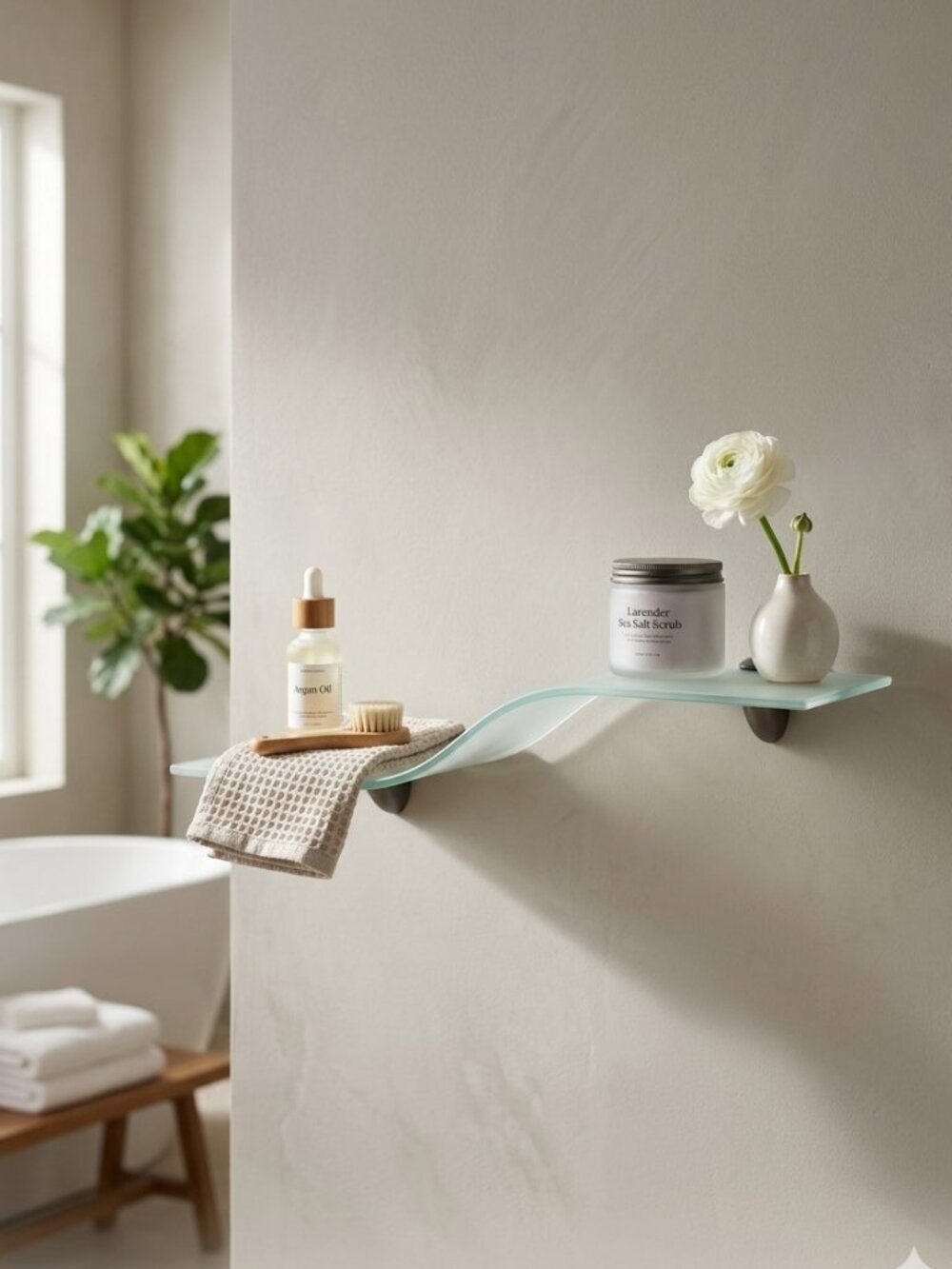 Glass Floating Wave Shelf